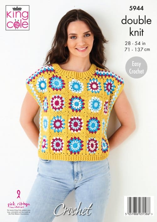 Easy to Follow Granny Square Pattern 5944: Jumper and Alternative 