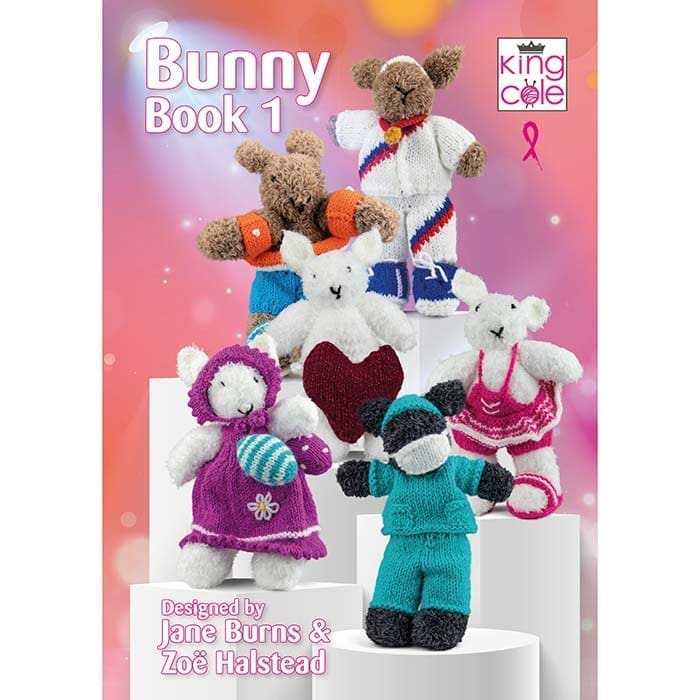 Bunny Book 1 Spring Summer Knitted in Truffle, Big Value DK 50g, & Glitz DK