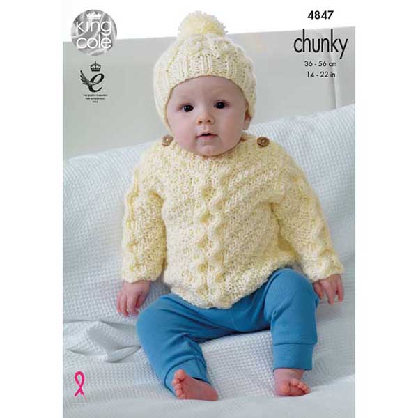 Sweater, Cardigan, Hat & Blanket Knitted in Big Value Baby Chunky