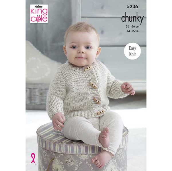 Striped & Plain Cardigans & Waistcoats Knitted in BV Baby Chunky