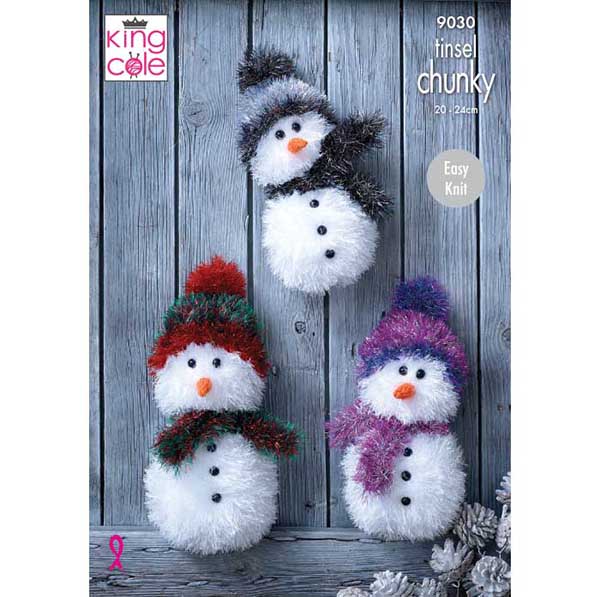 Snowmen Knitted with Tinsel Chunky & Big Value DK