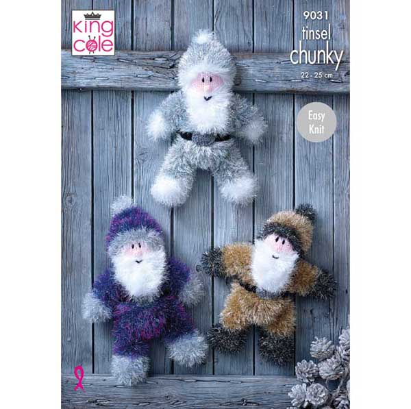 Santas Knitted with Tinsel Chunky & Big Value DK