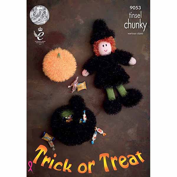 Halloween, Witch, Pumpkin & Cauldron Knitted with Tinsel Chunky