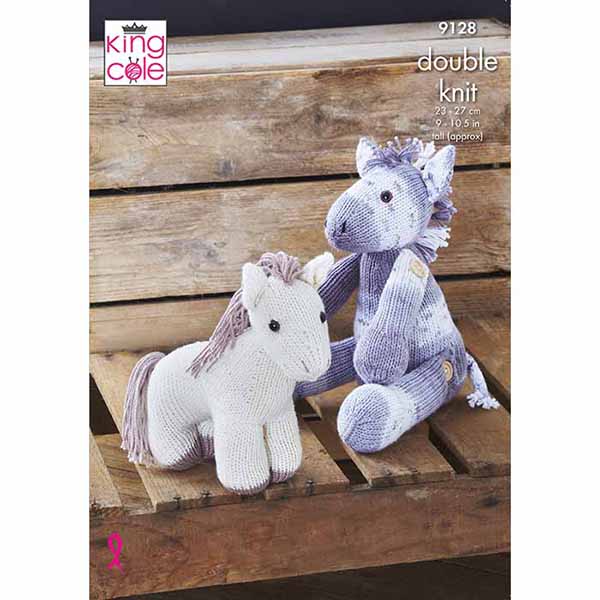 Pony with Buttons & Standing Pony Knitted in Cottonsoft DK