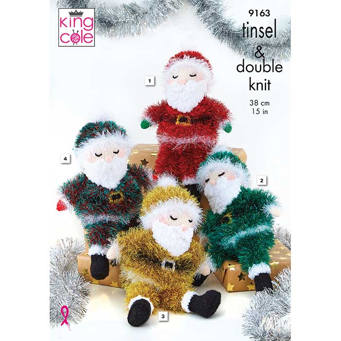 Sleeping Santa Knitted in Tinsel & Big Value DK 50g