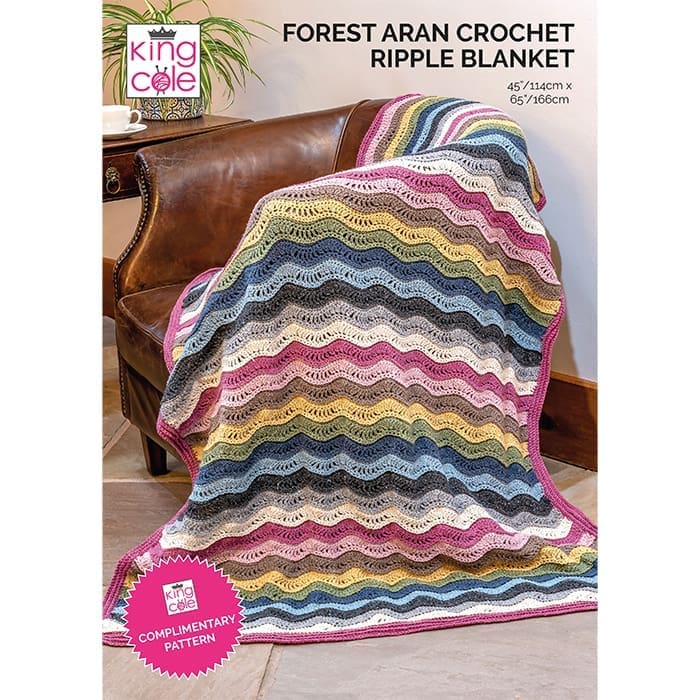 Crocheted Forest Aran Ripple Blanket