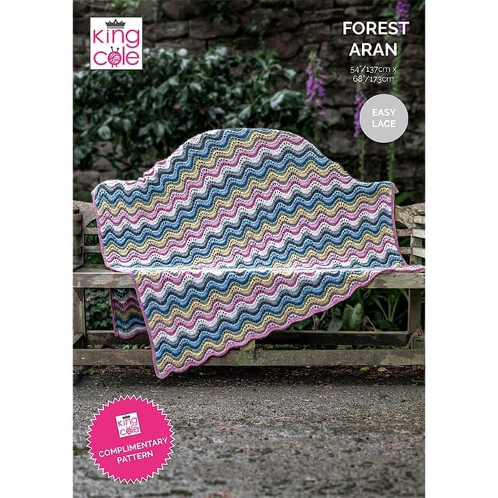 Knitted Forest Aran Ripple Blanket