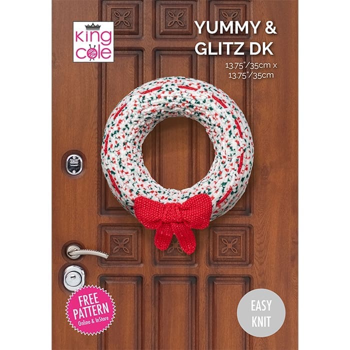 Christmas Wreath Knitting Pattern Knitted in Yummy