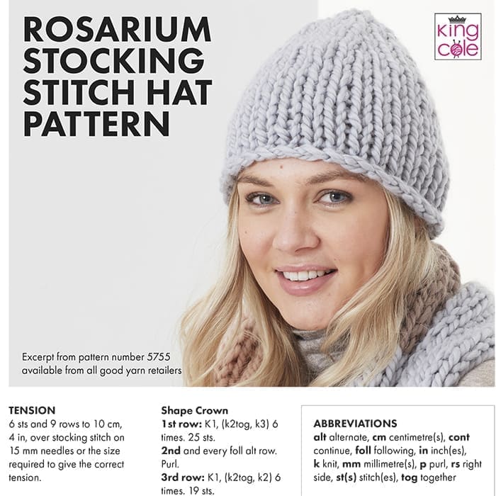 Rosarium Stocking Stitch Hat Pattern