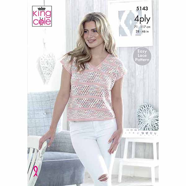 V-Neck & Wide-Kneck Tops Knitted in Giza Cotton & Giza Cotton Sorbet 4Ply