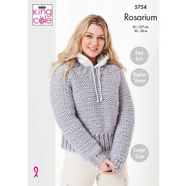 Round & Stand Up Neck Sweaters Knitted in Rosarium Mega Chunky