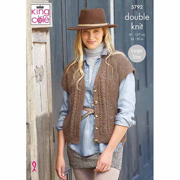 V-Neck Cardigan & Waistcoat Knitted in Homespun DK