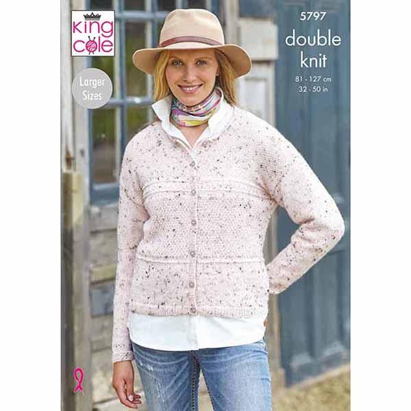 Round Neck Cardigan & Waistcoat Knitted in Homespun DK