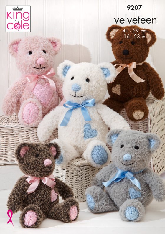 Teddy Bears knitted in Velveteen