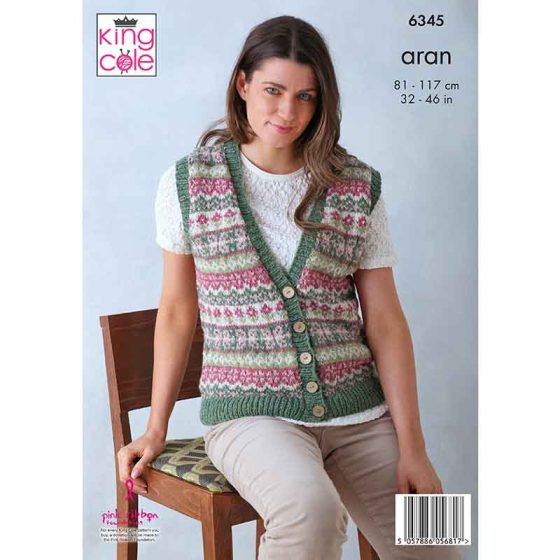 Cardigan and Waistcoat Top knitted in Forest Aran - Image 2